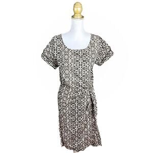 Weekend MaxMara Batik Faux Wrap Skirt Dress - Brown / Cream - 12